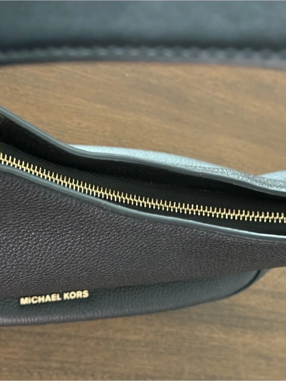 Michael Kors Black Pebbled Leather Hobo with Gold Logo